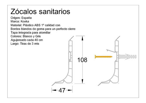 Zócalo Sanitario Origen España P/cámara Frigorificas Y Hogar -calidad Muy Superior De Material Y Labios De Goma Estanco 1