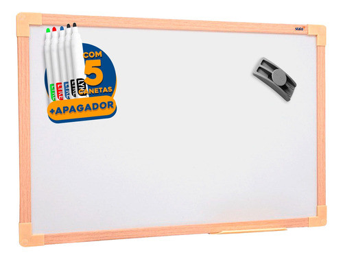 Quadro Branco 120x90 Stalo Moldura Em Madeira Soft Escolar 0