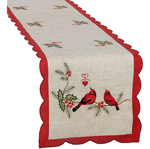 Grelucgo Bordado Navidad Vacaciones Cardenal Rojo Camino De 0