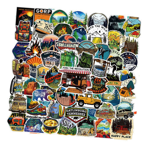 Set Sticker Calco Vinilo Termo Notebook Viajes Aire Libre 0