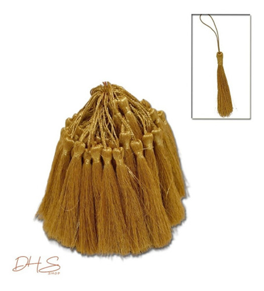 50 Franja Pingente Tassel  Poliester Ouro / Dourado 7cm 1