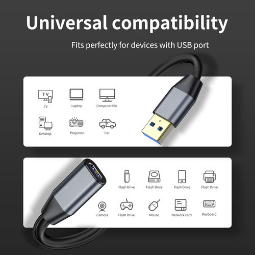 Cable De Extensin Usb 3.0, Cable Usb De Aleacin De Aluminio 1