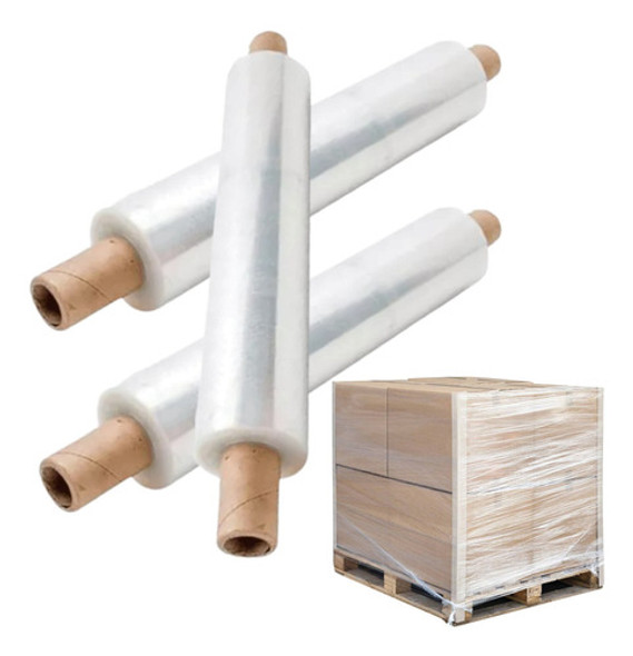 Rollo Film Stretch Virgen Transparente 50cm Con Mango 2.5kg 0