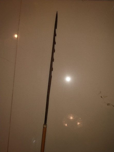 Antiguo Lanza Arpón Africano De Madera 1m 52cm 1