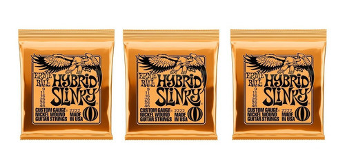 Pack X 3 Encordado Ernie Ball 009 Hybrida Eléctrica 2222 0