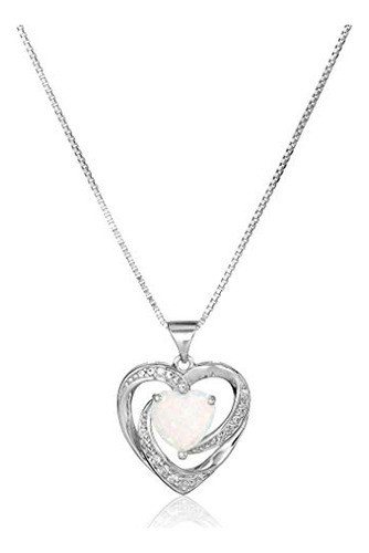 Collar Con Colgante De Corazón Abierto De Zafiro Blanco Y Óp 0