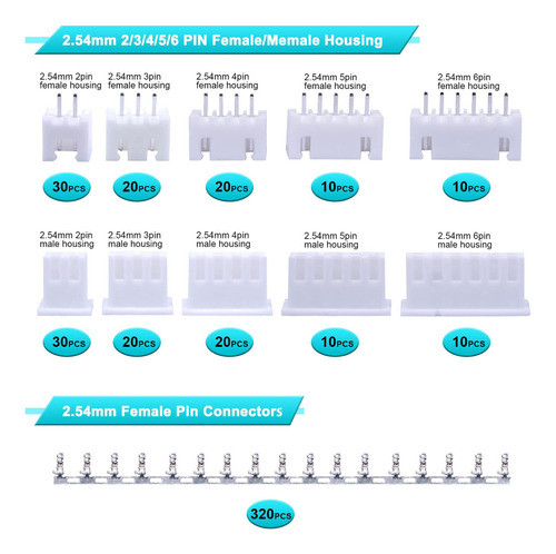 Twidec /500 Piezas De Conector Jst De 0.100in Con Conector D 1