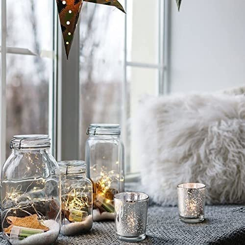 36 Portavelas De Cristal Plateado 1