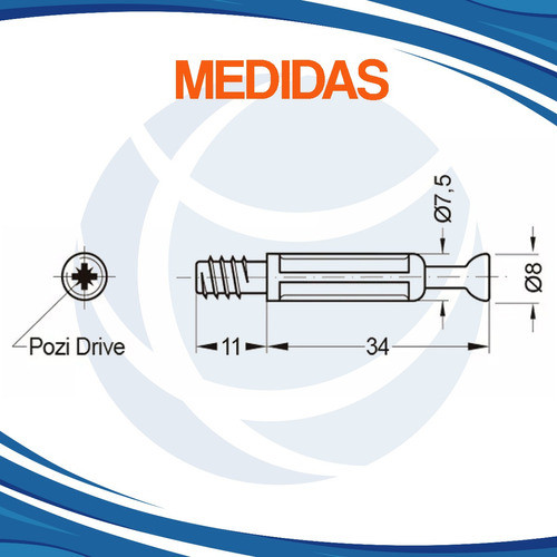 Combo 100 Minifix + 100 Perno Rosca Directa Para 18 Mm 1