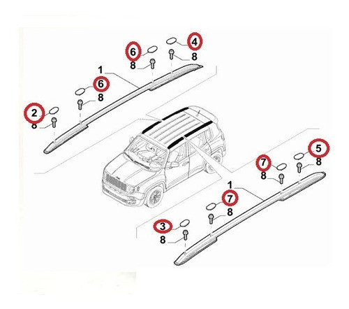 Tapa De Barra De Techo Jeep Renegade Original 1