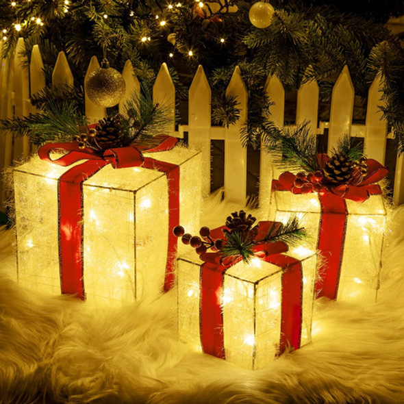 Caja Regalo Navideño Decorativa Luces Led Set X 3 Unidades 0 Caja Regalo Navideño Decorativa Luces Led Set X 3 Unidades 0