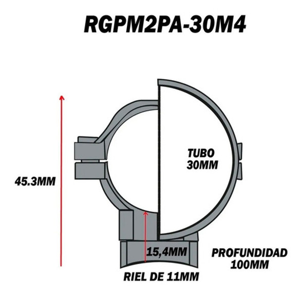 Anillas Montaje Utg Media 30 Mm Aluminio Rgpm2pa-30m4 1