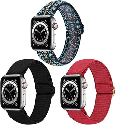Malla Elastica Para Apple Watch 42-44-45mm Flor-verde-rojo 0