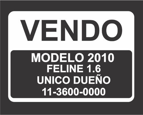 Cartel De Vendo Auto Calco Blanco 0
