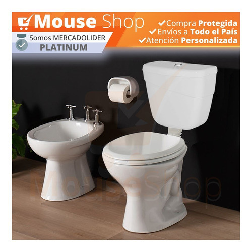 Set Combo Baño Inodoro Ferrum, Deposito Y Tapa Blanco 1