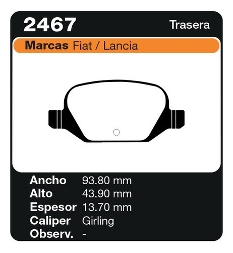 Pastillas Freno Traseras Alfa Romeo 156 , 00/... - Pf 2467 1
