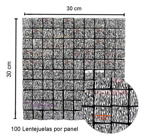 Panel Shimmer Espejos Diseño Cebra Rectangular 30 X 30 Cm 1