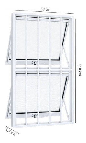 Janela De Aluminio Maxim-ar Duplo 118x60cm Com Grade Wt 1