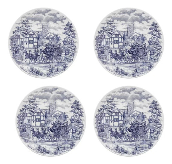 Plato Postre 19 Cm Diseño Cena Inglesa X 4 1 Plato Postre 19 Cm Diseño Cena Inglesa X 4 1