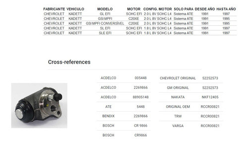 Cilindro Rueda Tras Izq Chevrolet Kadett 1