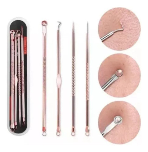 Set Aguja Quita Puntos Negros Granos Acero Inox + Estuche 0