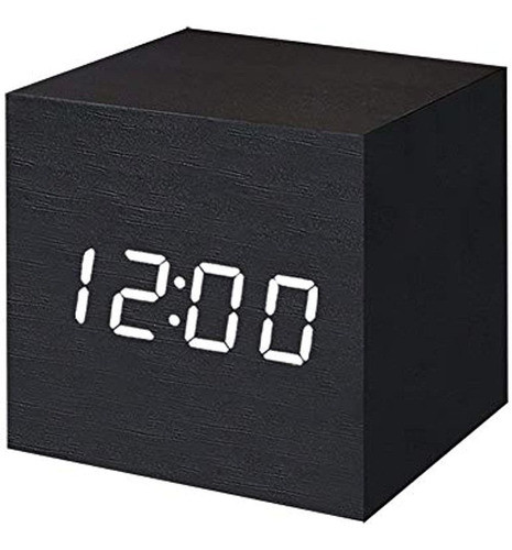 Wulawindy Reloj Despertador Digital Luz Led De Madera Multif 0
