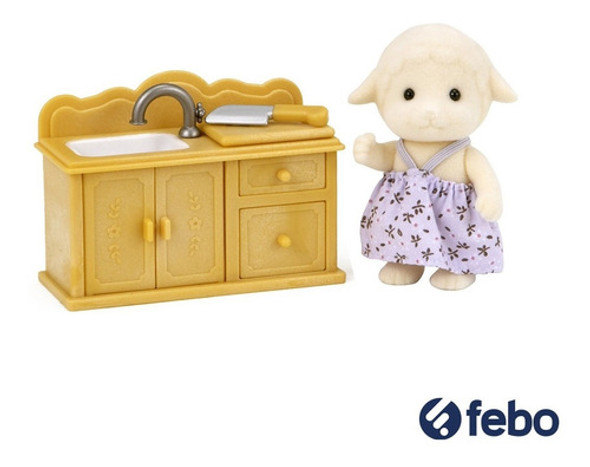 Sylvanian Families Set Ovejita + Cocina Coleccionable Febo 1