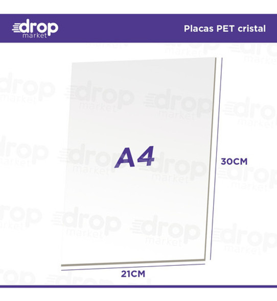 Placa A4 Pet Simil Acrílico Transparente 21x30 2mm X10u 1