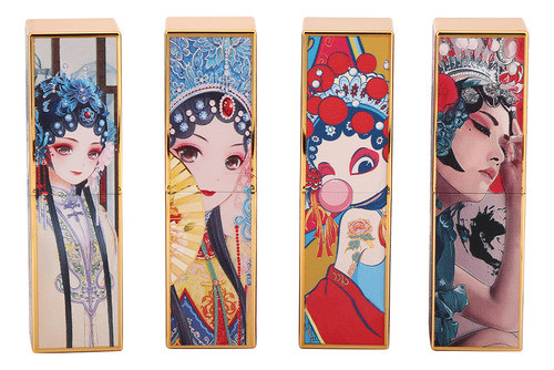 Recipiente De Batom, 4 Peças, Botão De Tubo Vazio Estilo Ope 0