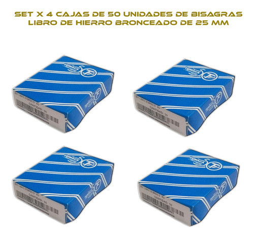 Bisagra Libro Hierro Bronceado - 25mm - 4 Cajas X50 U. - Fdn 1