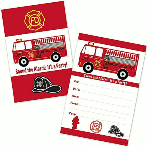 Invitaciones Para Niños De Fire Truck Kids Birthday Party (2 0