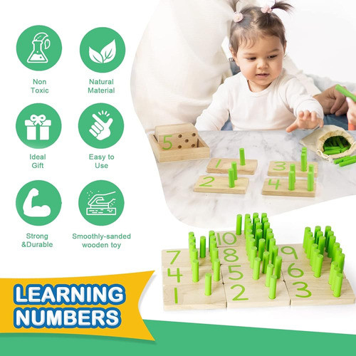 Dinorun Montessori Toys, Peg Board Toddler Toys, Counting Wo 1