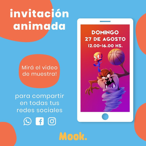 Space Jam Una Nueva Era Invitación Animada En Video Digital 1