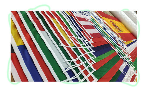 60 Banderas De Países 45 X 70 Cm Oficiales Refuerzo Y Sogas 0