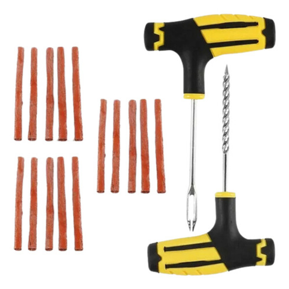 Kit Reparo Pneu Remendo Profissional Carro Moto 15 Macarrão 0