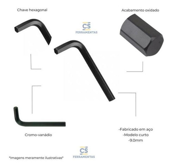 Chave Hexagonal Curta - 9mm Belzer 220006br 1
