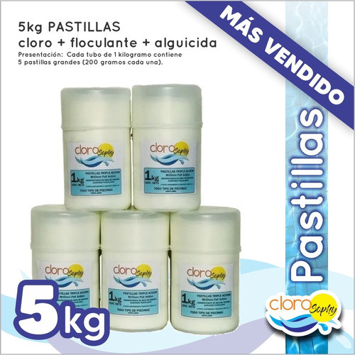 5kg Pastillas Triple Accion +5kg Cloro Granulado Instantaneo 1