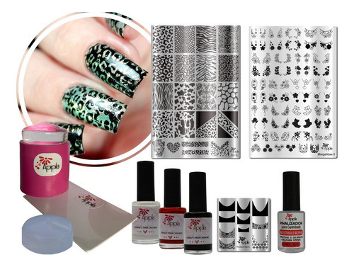 Kit Placas Carimbo Para Decoração De Unhas Margaridas E Xg. 0