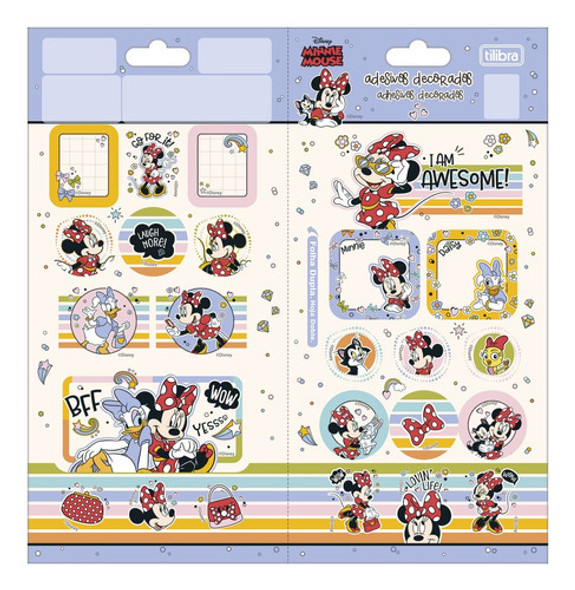 Cartela Adesivo Decorado Duplo Minnie Mouse Disney Tilibra 0