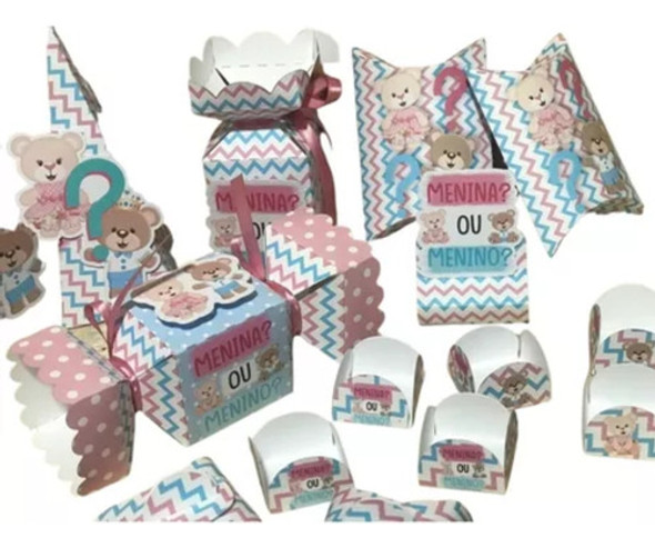Kit Festa Completa Chá Revelação Ursinho 0 Kit Festa Completa Chá Revelação Ursinho 0