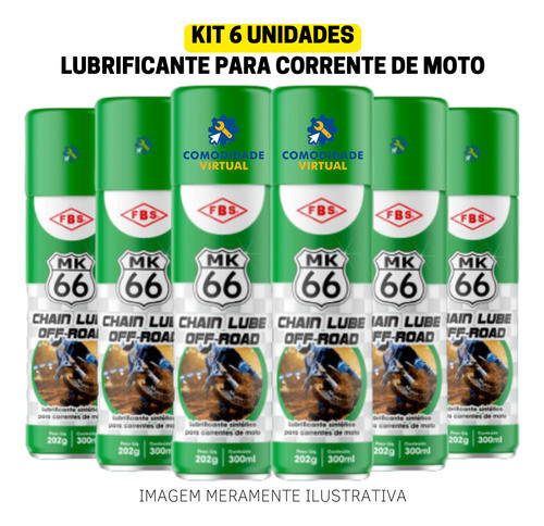 Kit Com 6 Mk66 Off-road 300ml Lubrificante Para Moto 1