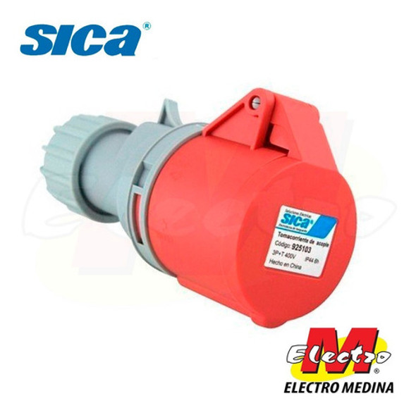 Acople Hembra Tipo Scame 3p + T 16a Ip44 Sica Electro Medina 1