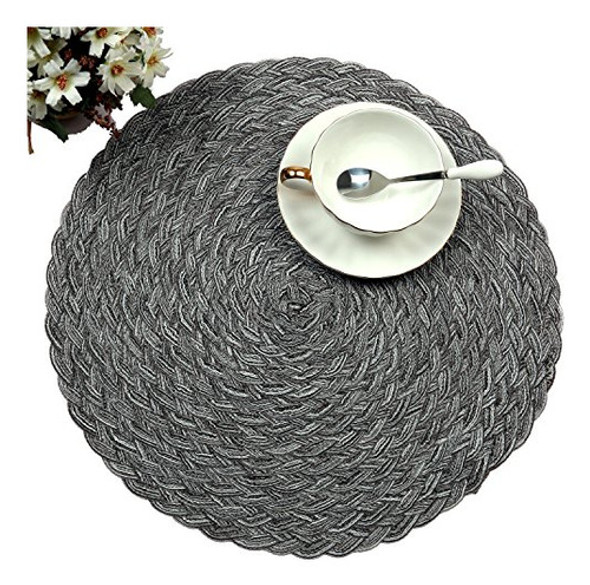 Placemtstopotdor 15inch Round Placemat Trenzado Tejido Place 1