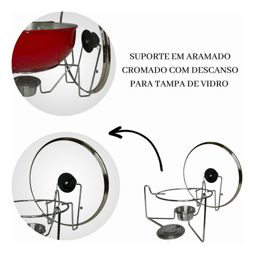 Panela Rechaud Redondo Alumínio Polido Tampa De Vidro 6,5l 1