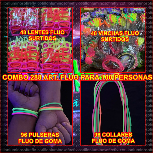 Combo De Cotillon Fluo Para 100 Personas Economico Carioca 0
