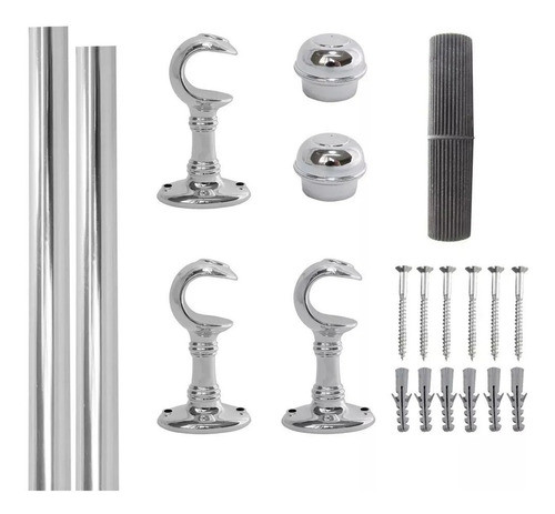 Varão Grosso Cromado Prata 28\mm 2,50m Simples 1