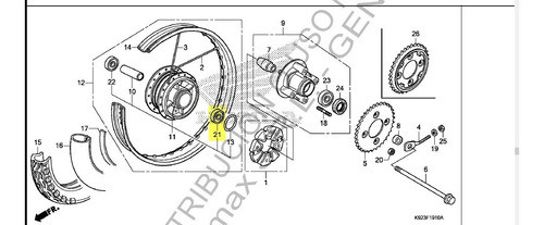 Ruleman Rueda Tras Izq Honda New Wave110 S Original Genamax 1