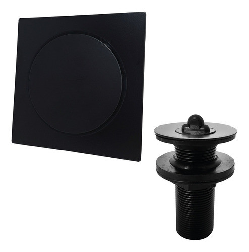 Ralo Pia 7/8 E Ralo Click 15x15 Preto Inox Kit Banheiro 0
