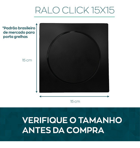 Ralo Pia 7/8 E Ralo Click 15x15 Preto Inox Kit Banheiro 1