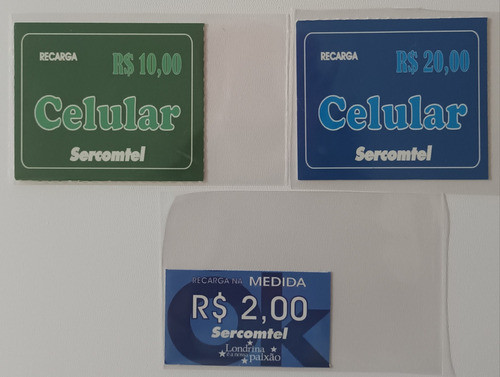 Cartão Telefônico Sercontel Pré-pago: 3 Cartões 31/12/2016. 0